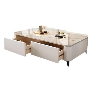 岩板茶几家用客厅新款轻奢高级小户型现代简约白色落地电视柜组合