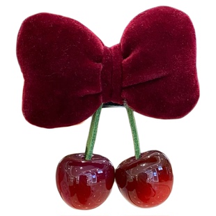 可爱侧边发夹女儿童宝宝小号鸭嘴夹布艺充棉蝴蝶结樱桃刘海发卡子