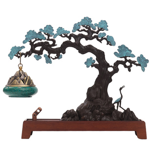 国风迎客松悬挂香薰炉家用多用仿古吊香炉室内盘香茶道焚香摆件