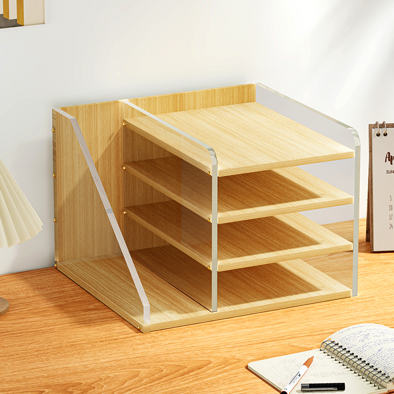 书架桌面文件收纳盒办公室工位书立架办公用品A4纸置物架子文件框