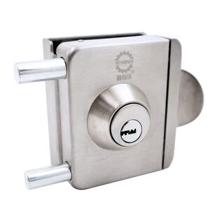 方形不锈钢无框玻璃门锁免开孔单开双开门办公室8-12mm玻璃插销锁