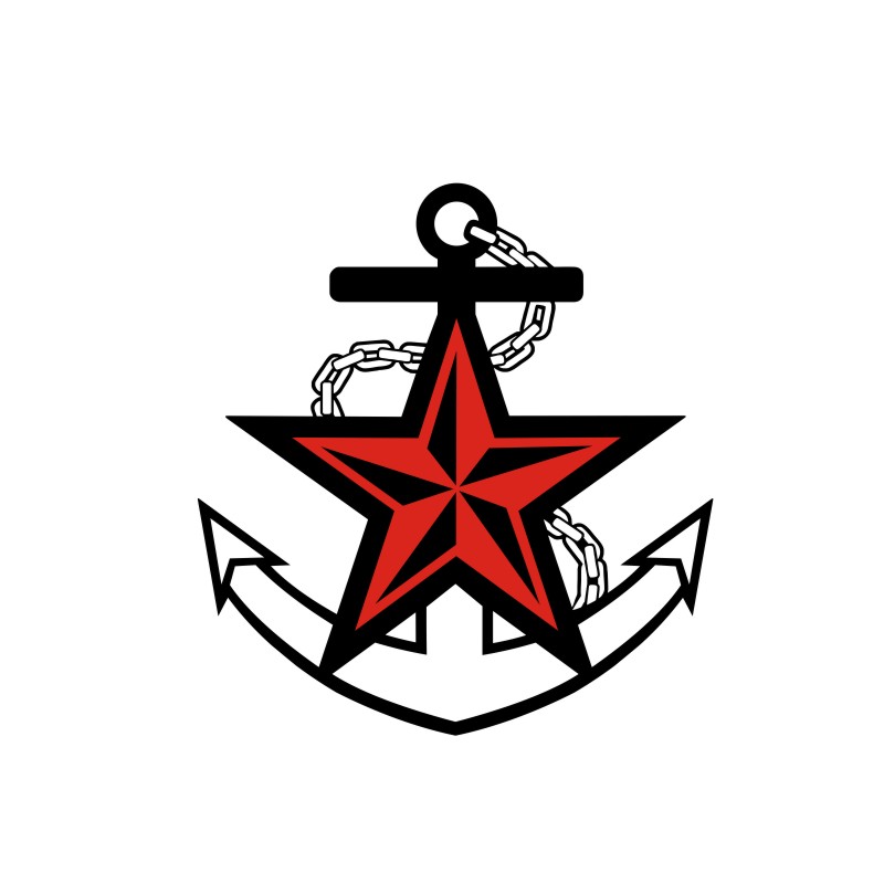 海军船锚五角星反光车贴