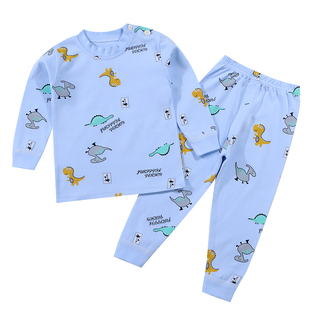 春秋款纯棉秋衣秋裤家居服套装打底衫打底裤睡衣睡裤男童女童a类