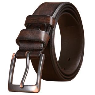 男士皮带真皮复古阿美咔叽腰带男款个性针扣头层纯牛皮牛仔时尚潮