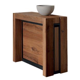 manutti北欧实木餐桌伸缩可折叠长方形8人简约小户型隐形桌椅组合