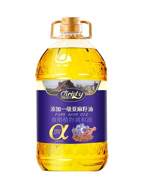 添加一级压榨亚麻籽油食用油5L植物调和油炒菜大豆冷榨玉米清香