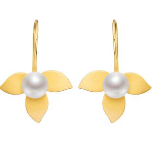 蔻润金兰天然淡水珍珠耳钉银耳饰耳环女百搭小众京润珍珠节日礼物