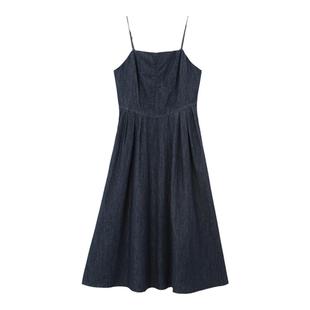 gcrues设计感小众长裙子吊带连衣裙2025年春秋新款赫本风牛仔裙女