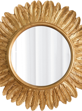 法式复古金色树脂羽毛壁挂镜托盘