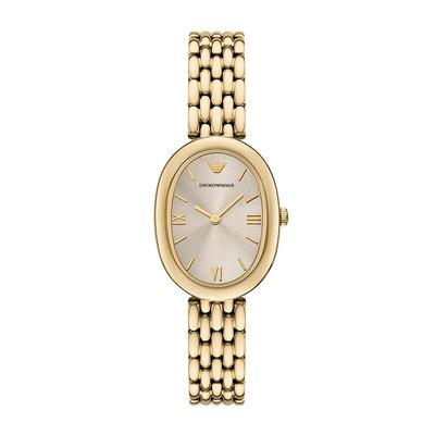 【自营】Armani阿玛尼手表女白月光香槟金时尚椭圆小金表AR11707