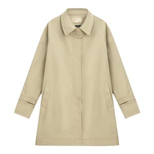 Jicouture格纹拼接中款狩猎装风衣外套女秋季法式宽松卡其色大衣