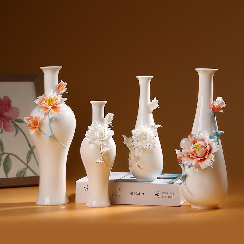 新中式陶瓷花瓶客厅摆件花瓶电视柜博古架简约现代装饰品插感高级