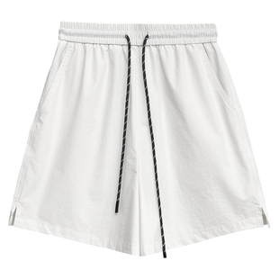 原纱防晒白色短裤女夏高腰a字休闲百搭松紧腰速干工装运动五分裤