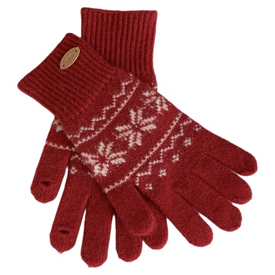 北欧费尔岛雪花针织保暖手套女