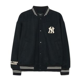 MLB官方 男女情侣学院风羊毛夹克外套时尚棒球服春夏JPV01
