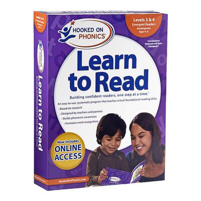 迷上自然拼读系列学与读幼儿园全集L3&4新版Hooked on Phonics Learn to Read K Complete Levels 3&4带DVD光盘 又日新