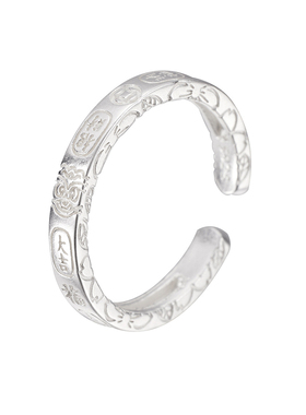 纯银纳福刻字钱币吉言招财戒指女