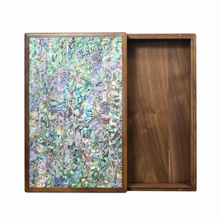 赋比兴 国家非遗 高端文房四宝收纳盒 胡桃木镶嵌螺钿文盒 毛笔墨块印章桌面收纳整理精品漆器复古创意中国风