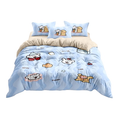 线条小狗牛奶绒被套秋冬款