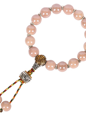 普陀山香灰瓷佛珠六字箴言手链