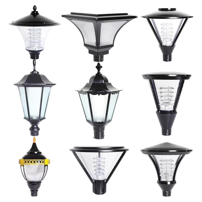 庭院六角灯头小区路灯头防水玻璃灯罩市政户外接电高杆灯院墙柱灯