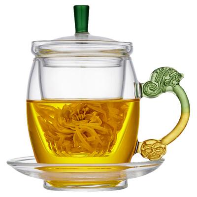 美斯尼琉璃带盖玻璃茶杯过滤茶杯
