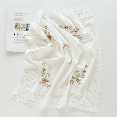 唯米5154简约白色蕾丝棉纱床头柜多用盖巾布艺百搭防尘保护罩巾套