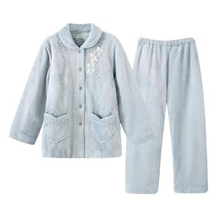 Rosemaid/罗丝美法兰绒女士睡衣秋冬加棉保暖家居服可外穿18282