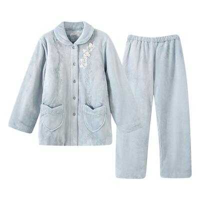 罗丝美可外穿棉袄保暖夹棉法兰绒