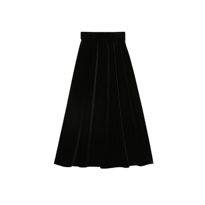 韩国進口丝绒细腻不倒绒优雅半裙