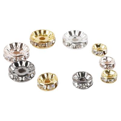 镶彩钻车轮珠diy铜制圆珠隔片