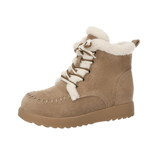 MILLIE'S/妙丽翻毛皮加绒短靴女冬季保暖系带户外靴休闲鞋Z