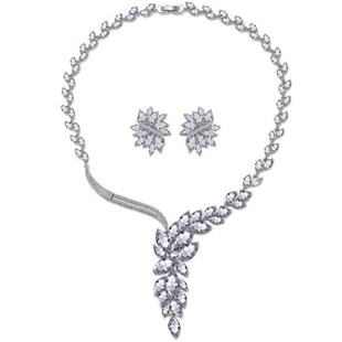 超闪奢华大气锆石项链耳环吊坠套装新娘婚纱配饰生日晚宴礼服饰品