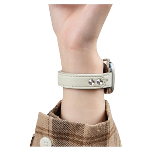 适用iwatch11表带S11苹果S9手表applewatch9创意双钉扣S8时尚真皮S7高级感SE3夏季新款7女款S10透气6智能11