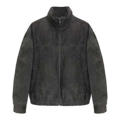 新西兰颗粒纹绵羊皮立领羽绒皮衣