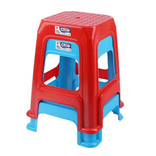 特厚塑料凳子成人结实可叠放简约高椅防滑塑胶红椅大号方凳塑料椅