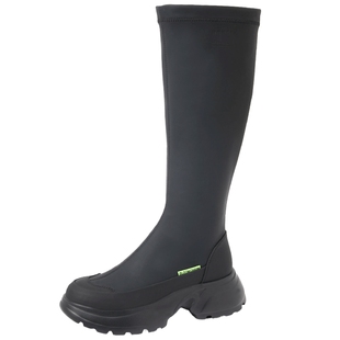 康莉粗跟长靴女冬季新款百搭骑士靴不过膝长筒靴高筒靴中帮烟筒靴