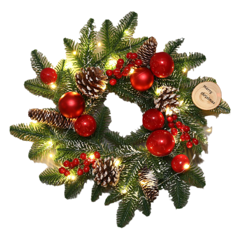 圣诞花环装饰品藤条藤圈商场橱窗场景装扮门挂墙挂铃铛节日挂饰