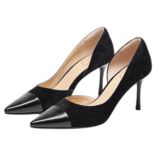 蹀愫2025年侧空尖头细跟高跟鞋气质浅口单鞋TA65101-15