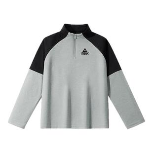 匹克童装儿童长袖t恤春季新款男童半开襟衣服运动速干衣秋装上衣