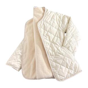 加绒加厚两面穿棉服外套女2025秋冬新款休闲宽松V领上衣菱格棉衣