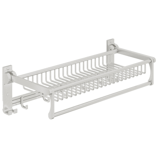 毛巾架免打孔卫生间浴巾架壁挂浴室置物架放衣服白色太空铝收纳架