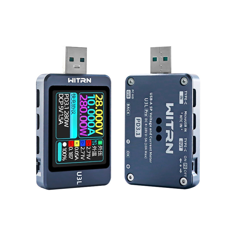 WITRN维简U3L电压电流表USB测试仪PD3.1诱骗器PPS快充UFCS老化EPR