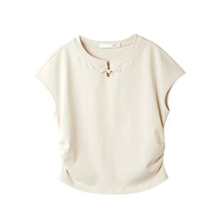 HLA/海澜之家优雅短袖T恤2025夏新款新中式盘扣小飞袖短袖女装