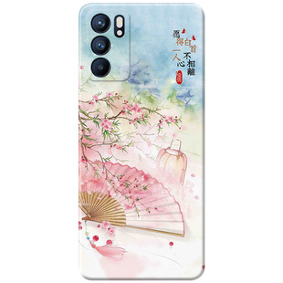 古风文艺桃花适用oppo Reno14手机壳13/12/11/10/9/8/7pro+中国风6/5k艺术简约女款轻薄软套十