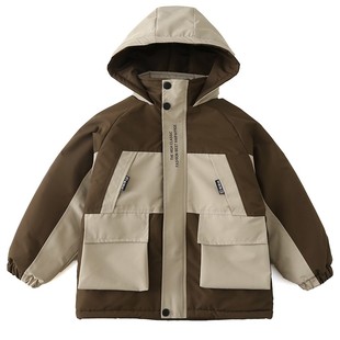 男童秋冬加绒外套儿童装冲锋衣加厚风衣派克服中大童冬季棉服帅炸