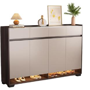 岩板鞋柜家用门口实木轻奢大容量鞋橱进门鞋柜窄柜玄关柜一体靠墙