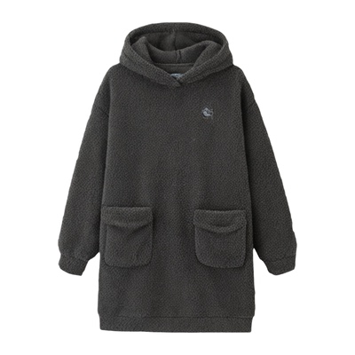 贝妍女冬可爱连帽大码珊瑚绒睡裙