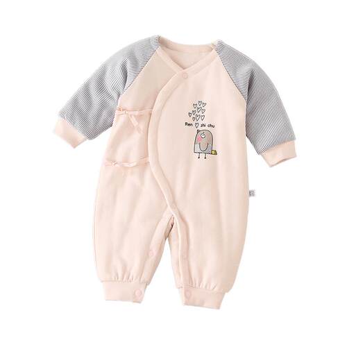 人之初婴儿衣服夹棉哈衣新生儿偏开棉0-3月夹棉衣服秋冬季蝴蝶衣