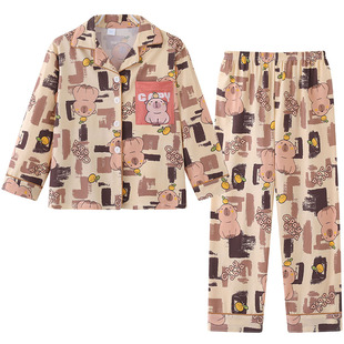 儿童睡衣春秋季男童女童纯棉卡通长袖夏薄款中大童男孩女孩家居服